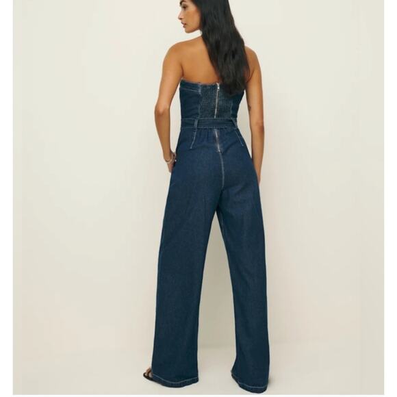 Reformation Eva Denim Jumpsuit Size 2 NWT - Picture 2 of 13